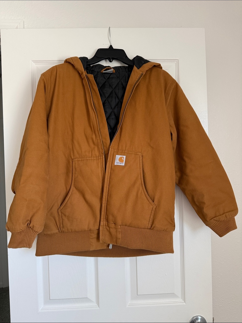 Carhartt Kids' Brown Hooded Work Jacket with Black Lining